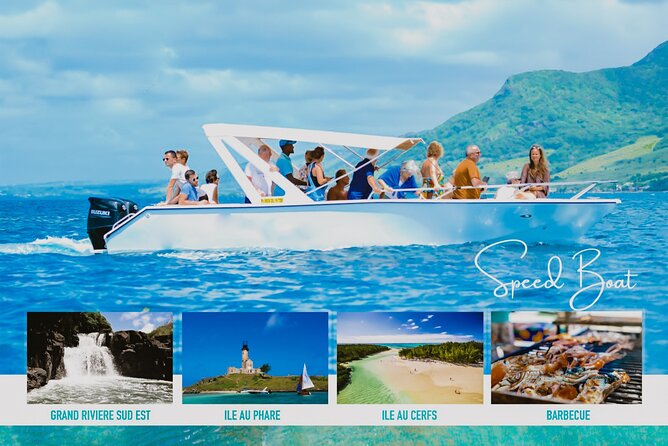 5 Islands Speedboat Cruise incl. Snorkeling in Blue Bay + Lunch at Ile aux Cerfs - Grand River South East supplies the waterfall views
