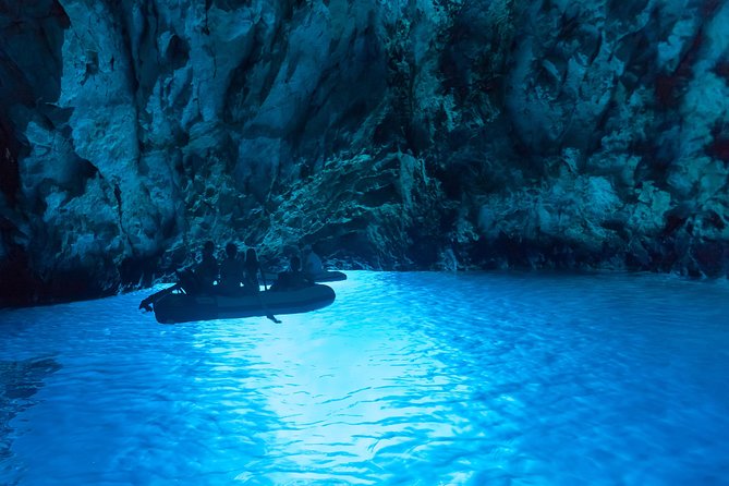 Blue cave & Hvar, 5 islands speed boat tour with unique boats from Split - Swimming at Budikovac Island