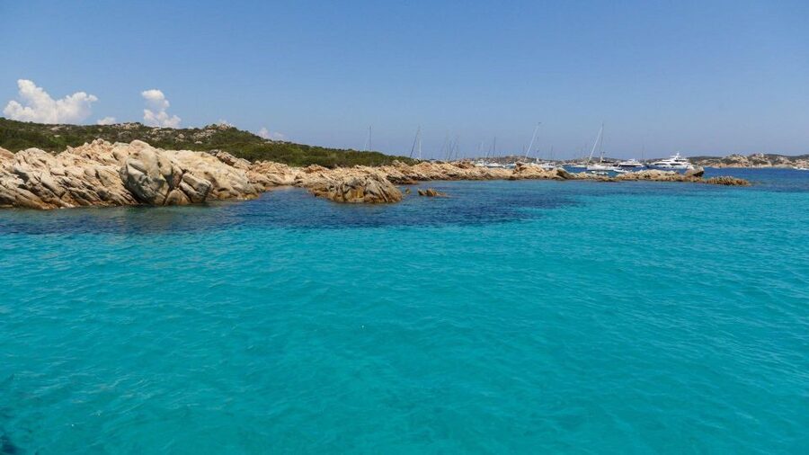 From Cannigione: Catamaran tour in La Maddalena Archipelago - Sailing out of Cannigione toward Spargi