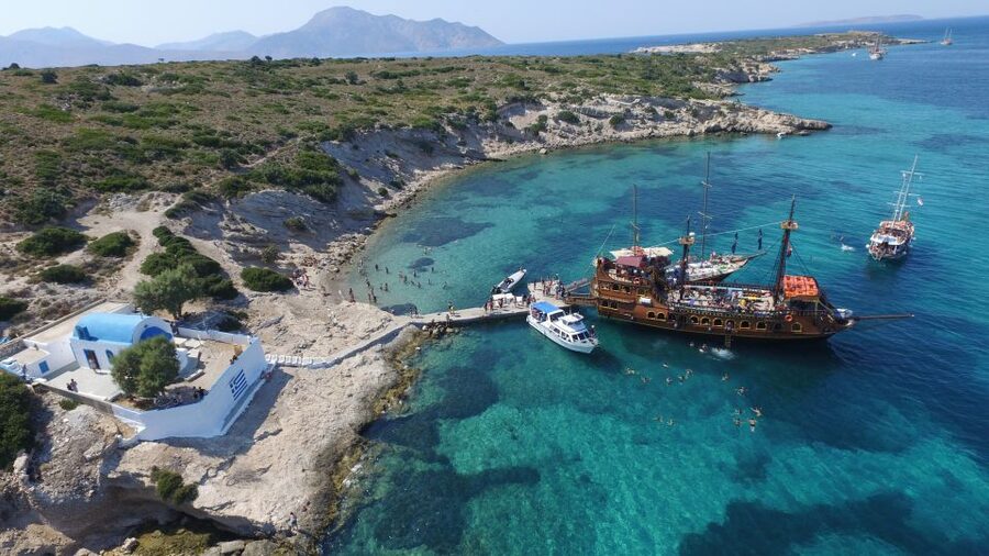 From Kos: 3-Island Pirate Cruise with Lunch and Waterslide - A pirate boat with a very social spirit