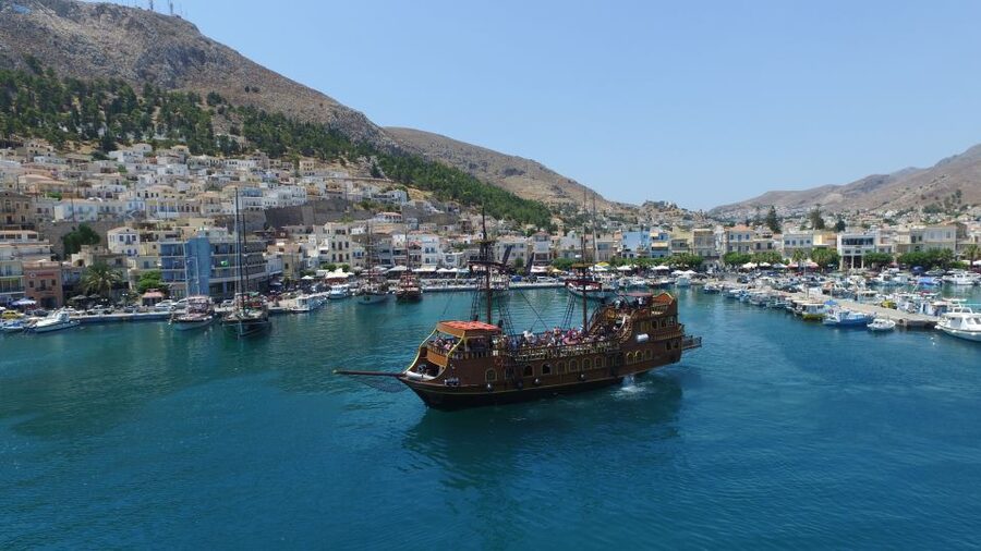 From Kos: 3-Island Pirate Cruise with Lunch and Waterslide - Kalymnos, the most substantial island stop