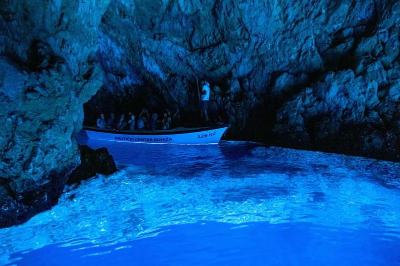 From Milna or Supetar: Magical Blue Cave Island Hopping - Komiža, Vis, and a quieter harbor stop