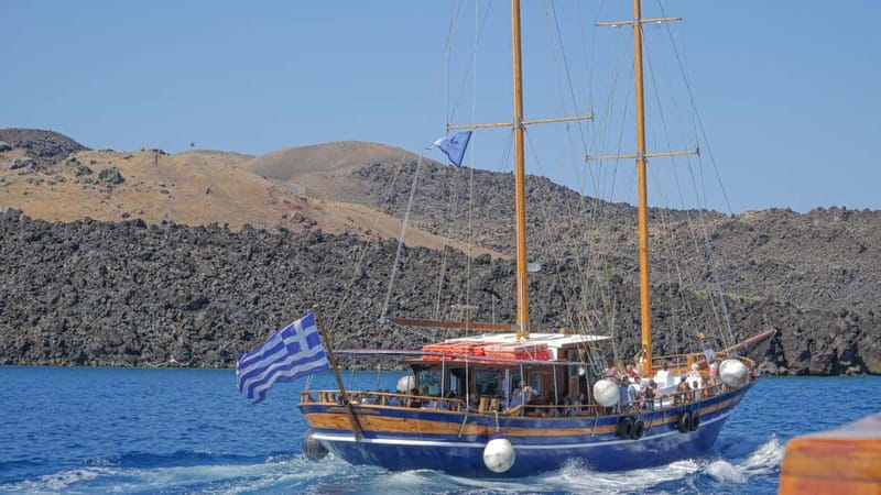 From Old Port:Volcanic Islands Boat Trip & Hot Spring Visit - Starting below Fira at the Old Port
