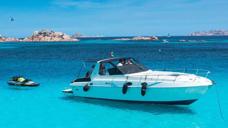 From Palau: Speedboat tour in La Maddalena Archipelago - Pink Beach is a view, not a beach stop