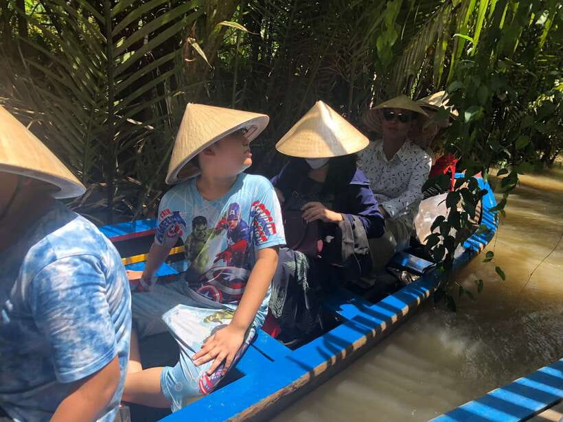 HCM: Mekong Delta Islands Boat & Tuk-Tuk Tour with Tastings - The narrow canal and rowboat ride