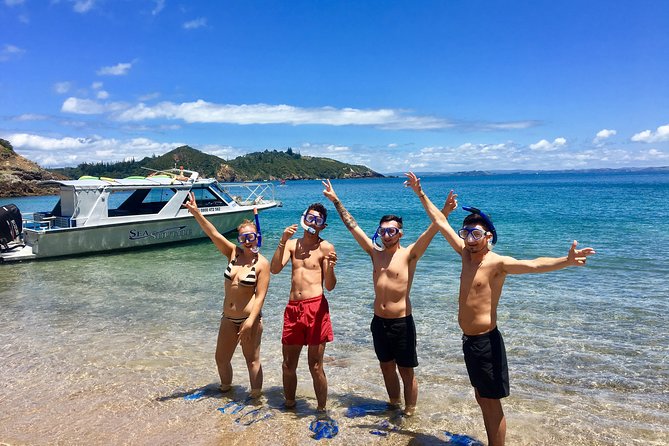 Hole in the Rock Cruise & Island Tour - with two island stopovers - Cape Brett Lighthouse adds a human landmark