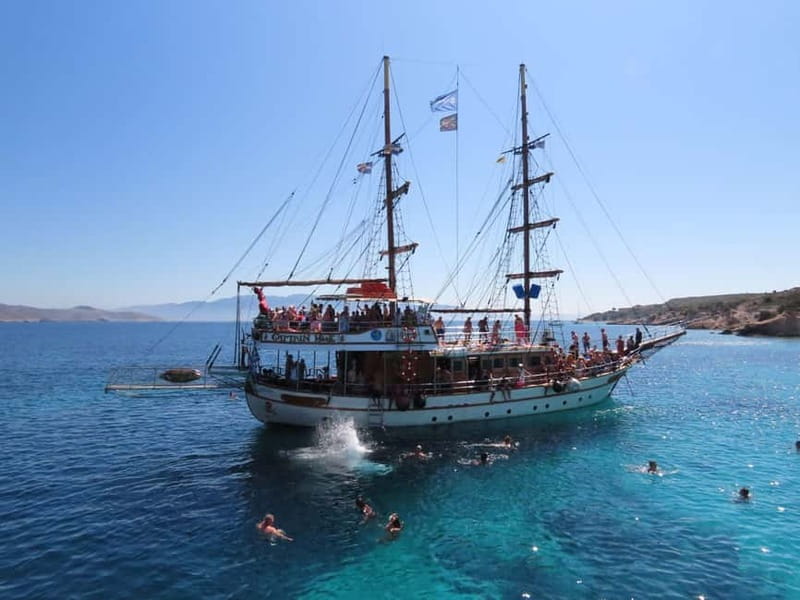 Kos : 3-Island Wooden Ship Cruise w/ Lunch on Captain Hook - Platy Island for a boat jump and clear water