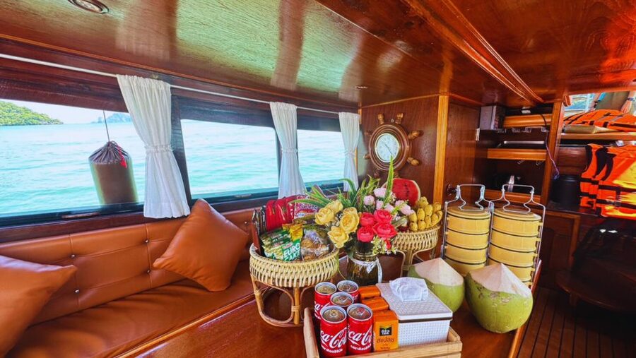 Krabi 4 island by luxury vintage boat sunrise / sunset - Ko Poda and the offshore limestone rock