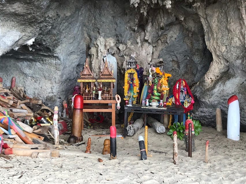 Krabi: 4 Island Whirlwind Tour with Caves, Sandbars & Reefs - Phra Nang Beach and the Sea Goddess Shrine