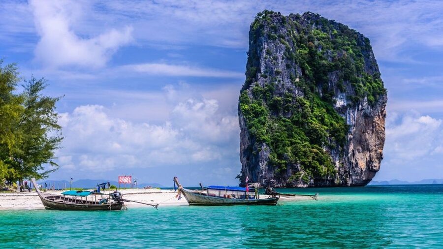 Krabi: 4 Islands & Krabi's Separated Sea Longtail Boat Tour - Chicken Island is a photograph, a rock, and a short stop