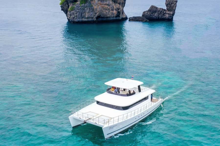 Krabi: Luxury Sunset Cruise to 4 Islands by Power Catamaran - Krabi Town, Khao Kanab Nam, and the mangroves