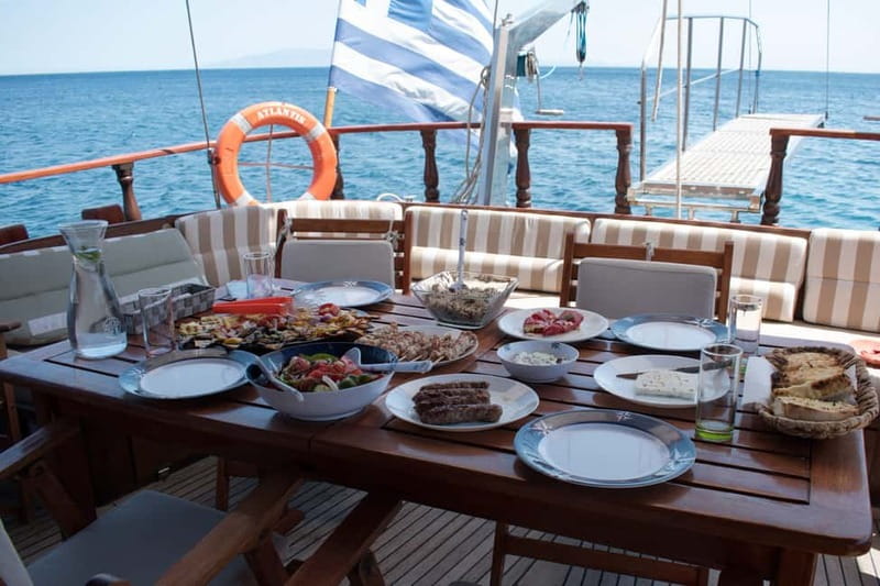 Mykonos: Delos and Rhenia Islands Cruise with BBQ Meal - What lunch is like on the yacht