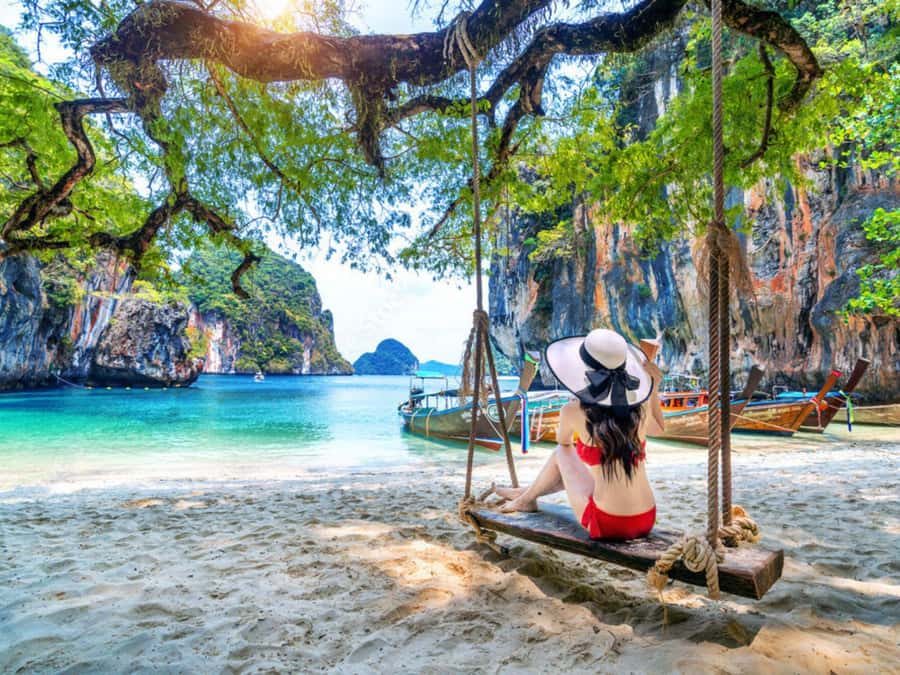 Phuket: 4 Islands Krabi Adventure & Snorkeling Day Tour - Laem Had and the sand split at Koh Yao